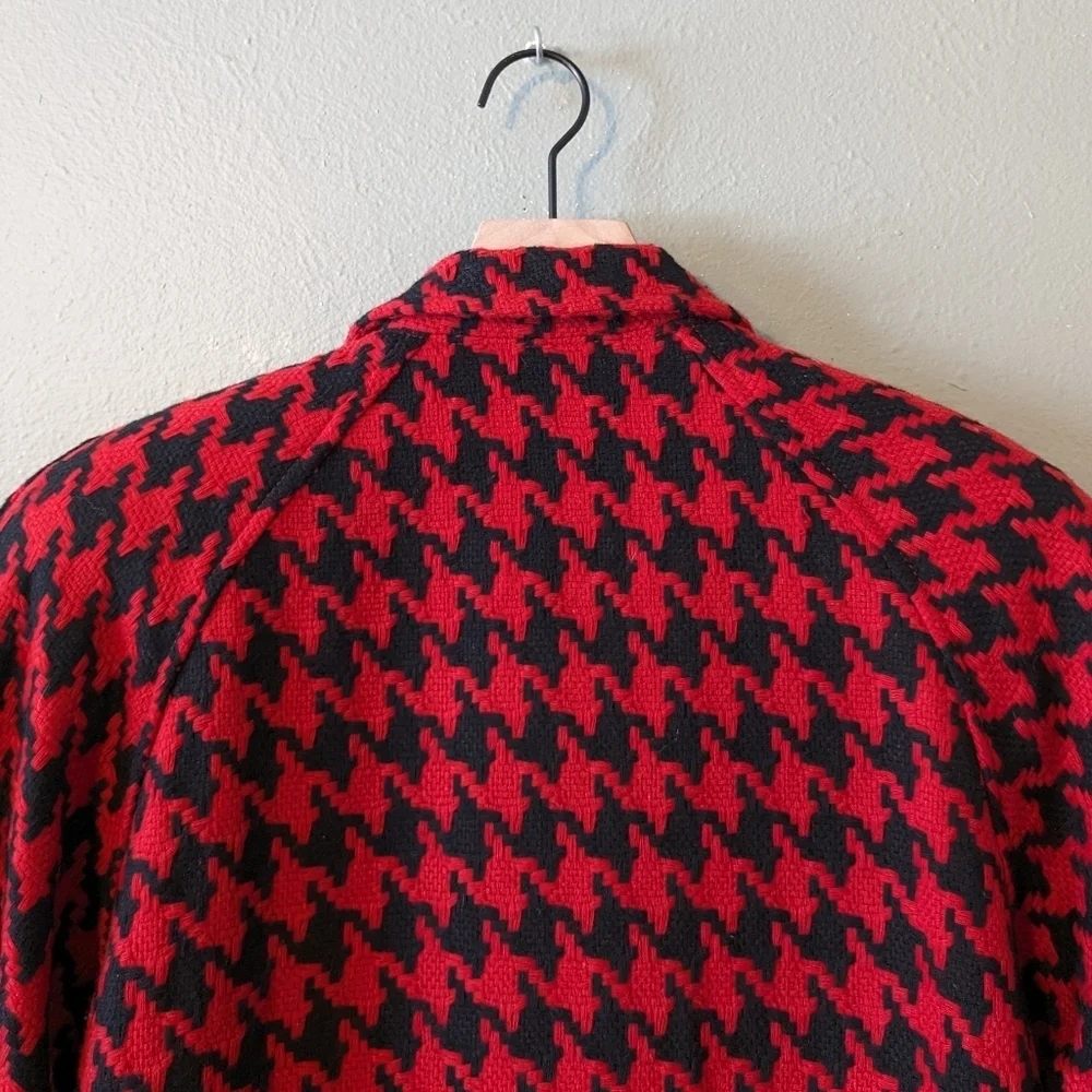 King Feather Retro Red & Black Houndstooth Pea Coat Size L - Picture 11 of 15